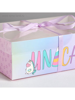 Цена за 5 шт. Коробка для капкейка, кондитерская упаковка, 6 ячеек, Unicake, 23×16×7.5 см