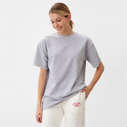 Футболка женская MINAKU: Casual Collection, светло-серая, размер 42