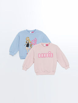 Bisiklet Yaka Uzun Kollu Bask?l? K?z Bebek Sweatshirt 2li