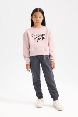K?z Cocuk Beli Pacas? Lastikli Bask?l? Jogger Esofman Alt?