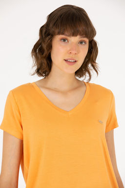 Женская оранжевая футболка Basic - U.s. polo assn фото 2