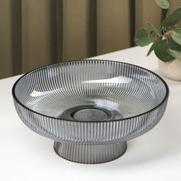 Ваза для фруктов «Камелия», 26×11 см, 2 л, стекло, серая