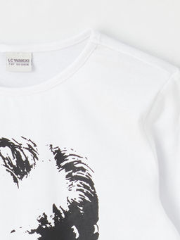 Bisiklet Yaka Atat?rk Bask?l? Uzun Kollu K?z ?ocuk Ti??rt