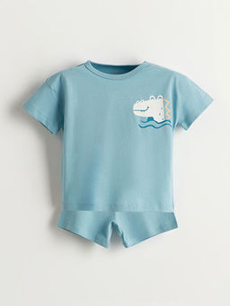 Dinozor Bask?l? Erkek Bebek Pijama Tak?m