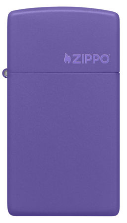 Зажигалка ZIPPO узкая Логотип с фиолетовым матовым покрытием | Slim® Logo Purple Matte 1637ZL