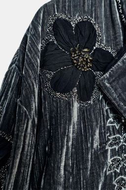 ZW COLLECTION LIMITED EDITION EMBROIDERED VELVET KIMONO - Zara фото 11