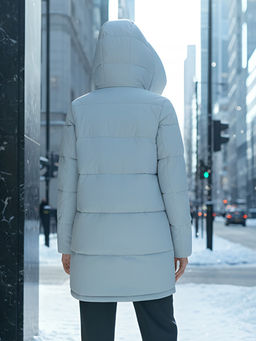 Куртка зимняя женская с капюшоном модная голубого цвета 3193Gl - Visdeer фото 24