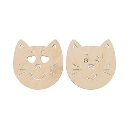 Заготовка для декорирования Mr. Carving ВД-664 Подставка под горячее фанера 9 х 9 х 0.3 см 2 шт Кошачьи мордочки №1 фото 3
