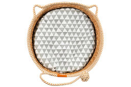 Лежанка плетеная для кошек и собак 40*40*14 см, с подушкой и игрушкой - Elan gallery фото 5