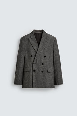HERRINGBONE WOOL BLEND SUIT BLAZER - Zara фото 7