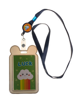 Бейдж для пропуска с рулеткой и лентой, цвет черный