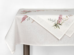 21С262-ШР/п.р./уп. Комплект столовый 99*99 + 4 салф. 47*47 "Цветочное лето" цв. 1 рис. 9 белый