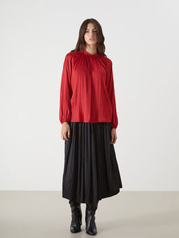 Dik Yaka Oversize Saten Kad?n Bluz