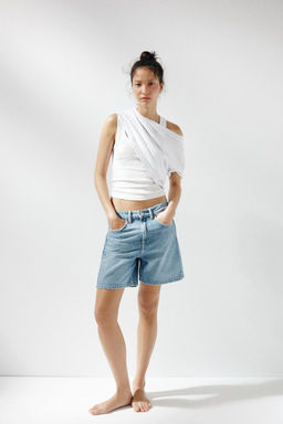 TRF MID-RISE DENIM BERMUDA SHORTS - Zara фото 16