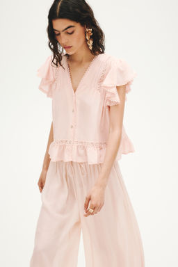 Blusa con inserciones de encaje - H&m фото 4