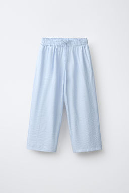 PANTAL?N WIDE LEG EFECTO ARRUGADO / Azul pastel