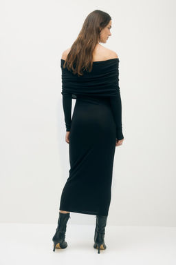 Vestido off-the-shoulder con escote vuelto - H&m фото 3