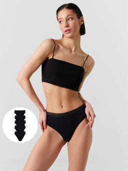 Цена за 2 штуки! Трусы слипы женские черные в наборе, 5 шт