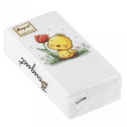 Салфетки бумажные Bouquet Original de Luxe 33х33см, 2-х слойные, 20 штук в упаковке, 100% целлюлоза, Милый цыпленок (Россия)