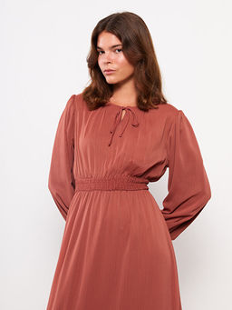 Ba?lamal? Yaka D?z Uzun Kollu ?ifon Kad?n Elbise