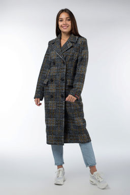 Пальто женское демисезонное Микроворса/Клетка - El podio фото 3