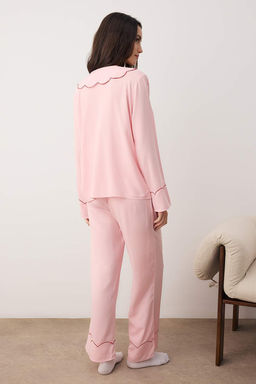 Pembe Duz Shally Dokuma Pijama Tak?m? THMAW26PT00169 - Trendyolmilla фото 4