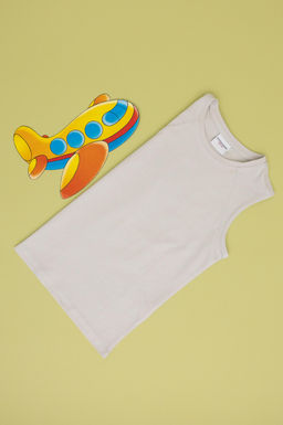 Erkek _ocuk A__k Gri Kolsuz Bisiklet Yaka Ti__rt Sepette S_rpriz _ndirim