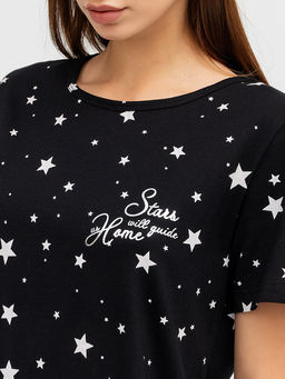 Комплект женский (джемпер, бриджи) черный с принтом мелкие звезды - Mark formelle фото 4