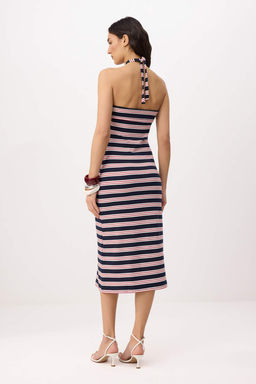 Cok Renkli Cizgili Bodycon Boyundan Baglamal? Kolsuz Yumusak Orme Elbise TWOSS26EL00568 - Trendyolmilla фото 4