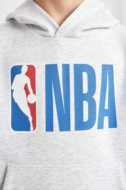 Толстая толстовка с капюшоном и надписью NBA для мальчиков - Defacto фото 5