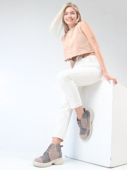 Ботинки 305.927be.Ваниль серый замша/байка