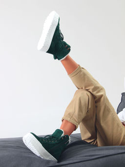 Ботинки 216.212131w. зеленый замша/Мех