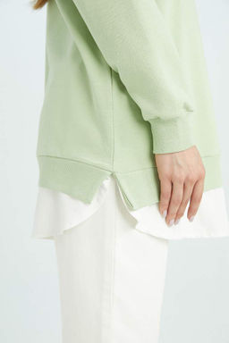 Толстовка-туника стандартного кроя с круглым вырезом - Defacto фото 5