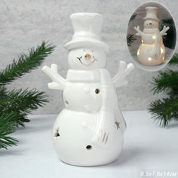 Цена за 1 шт. Фигурка Снеговик с подсветкой 14 см новогодний / YZ23673 /уп 96/LED - Галеонтрейд фото 6