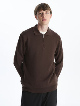 Polo Yaka Uzun Kollu Erkek Triko Kazak