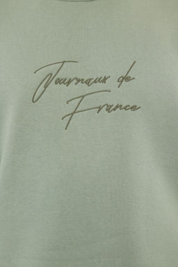 TRENDYOL MAN Tas Oversize/Genis Kesim Yaz? Nak?sl? Kal?n Ici Polar Sweatshirt TMNAW25SW00091 - Trendyolmilla фото 4