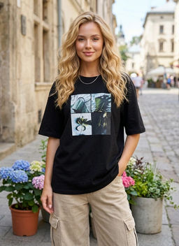 K13533 Футболка OVER SIZE (хлопок) ЧЕРНЫЙ