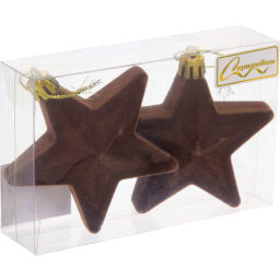 Цена за 4 шт. Набор ёлочных украшений VELOUR "Звезда" 8 см (набор 2 шт), Шоколад