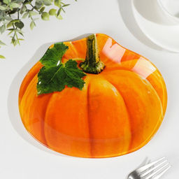 Блюдо стеклянное сервировочное Доляна Тыква, 19,516,51,7 см, цвет оранжевый