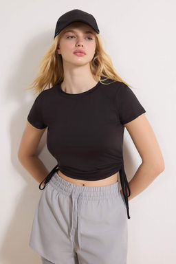 Ekru Buzgulu Baglama Detayl? Micro Kumas Orme Spor T-Shirt THMSS26TS00003 - Trendyolmilla фото 9