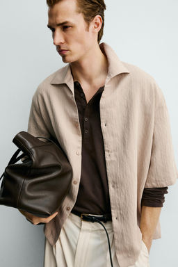 CAMISA BOXY FIT JACQUARD RAYAS / Crudo - Zara фото 6