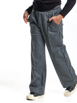 Брюки палаццо в клетку штаны для девочки детская одежда вещи 22-7859 черная клетка - Mini maxi фото 15