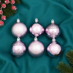 Ёлочные игрушки Элитное диско, шары новогодние, d=6 см, набор 6 шт., сиреневый