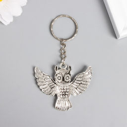 Цена за 12 шт. Брелок металл "Сова в полёте" 4,3х5 см, МИКС