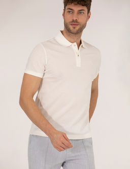 Beyaz Slim Fit Polo Yaka Merserize Ti__rt