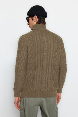 TRENDYOL MAN Vizon Slim Fit Yunlu Bal?kc? Yaka Sac Orgu Triko Kazak TMNAW22KZ0302 - Trendyolmilla фото 4