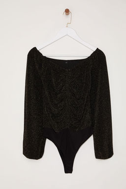 TRENDYOLMILLA Alt?n Carmen Yaka Is?lt?l? C?tc?tl? Simli Orme Body TPRAW24BD00016  фото 6