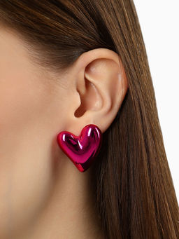 Серьги металл «Сердце» с изгибом, цвет розовый