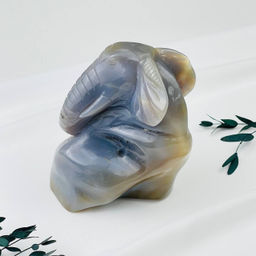 Слон резной из камня Агат серый с жеодой - Радуга самоцветов фото 4