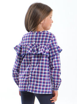 Блузка для девочки в клетку UD 4952 сирень клетка - Mini maxi фото 2